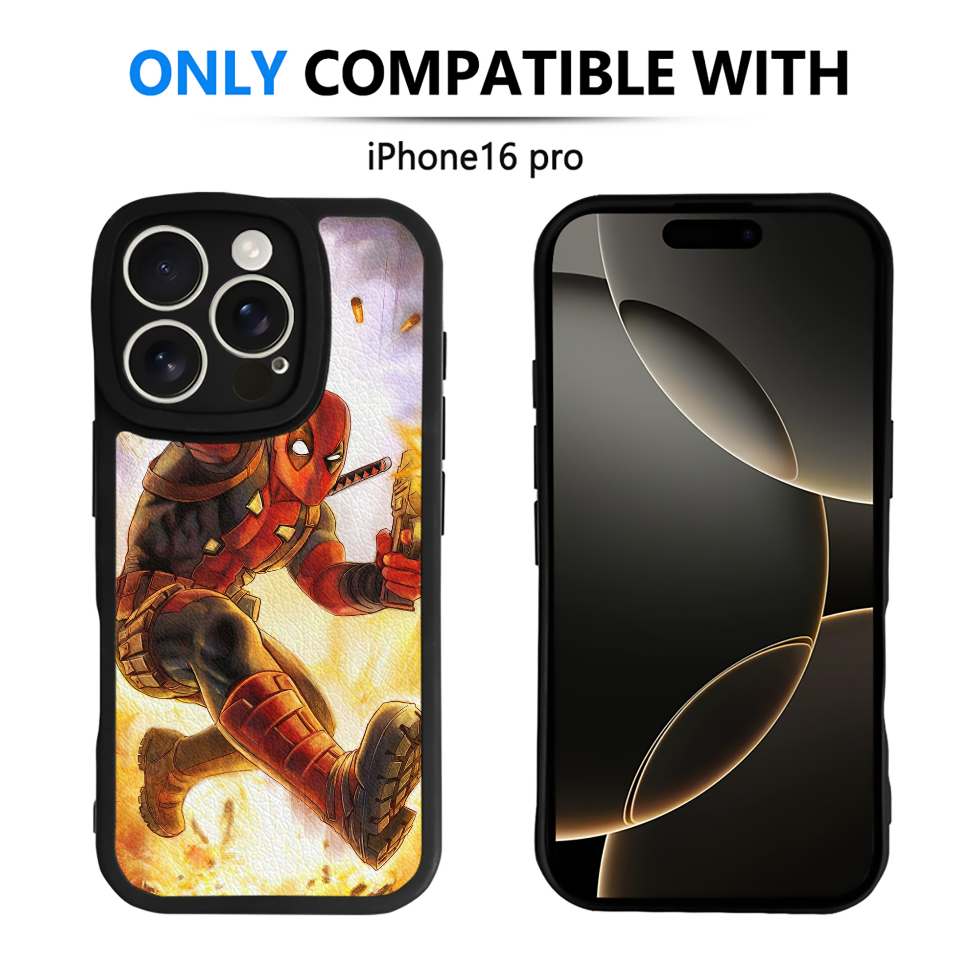 （画像用） Deadpool デッドプール 【iPhone 16シリーズ対応】シリコンスマホケース（レザー調） 材質：シリコン